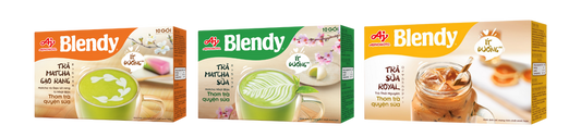 Blendy 3 in 1 Instant Milk Tea Matcha, Royal & Roasted Rice Matcha Tea (Less Sugar)