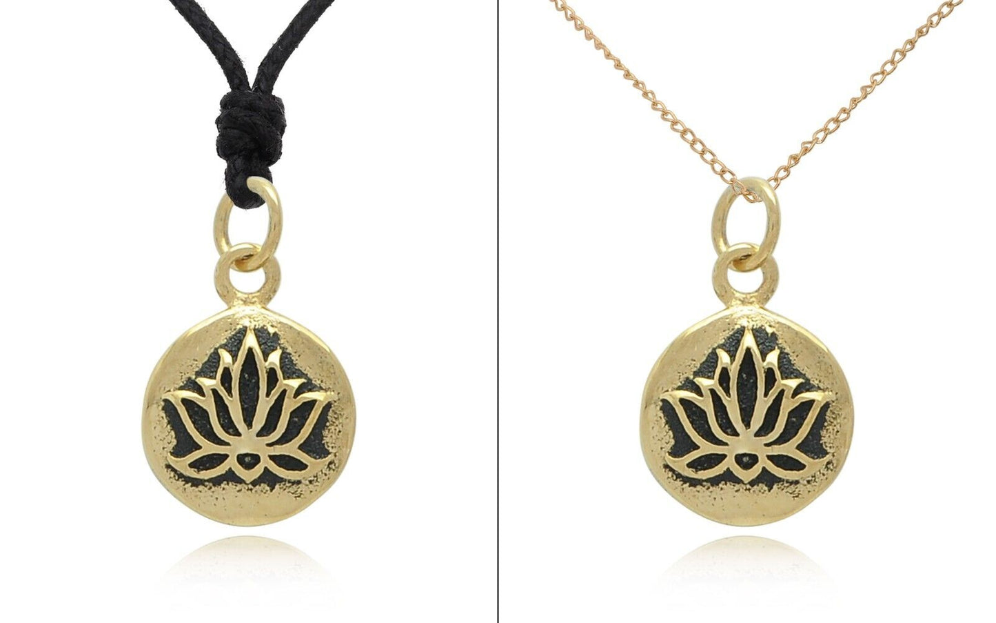 Lotus 92.5 Sterling Silver Pewter Brass Round Charm Necklace Pendant Jewelry