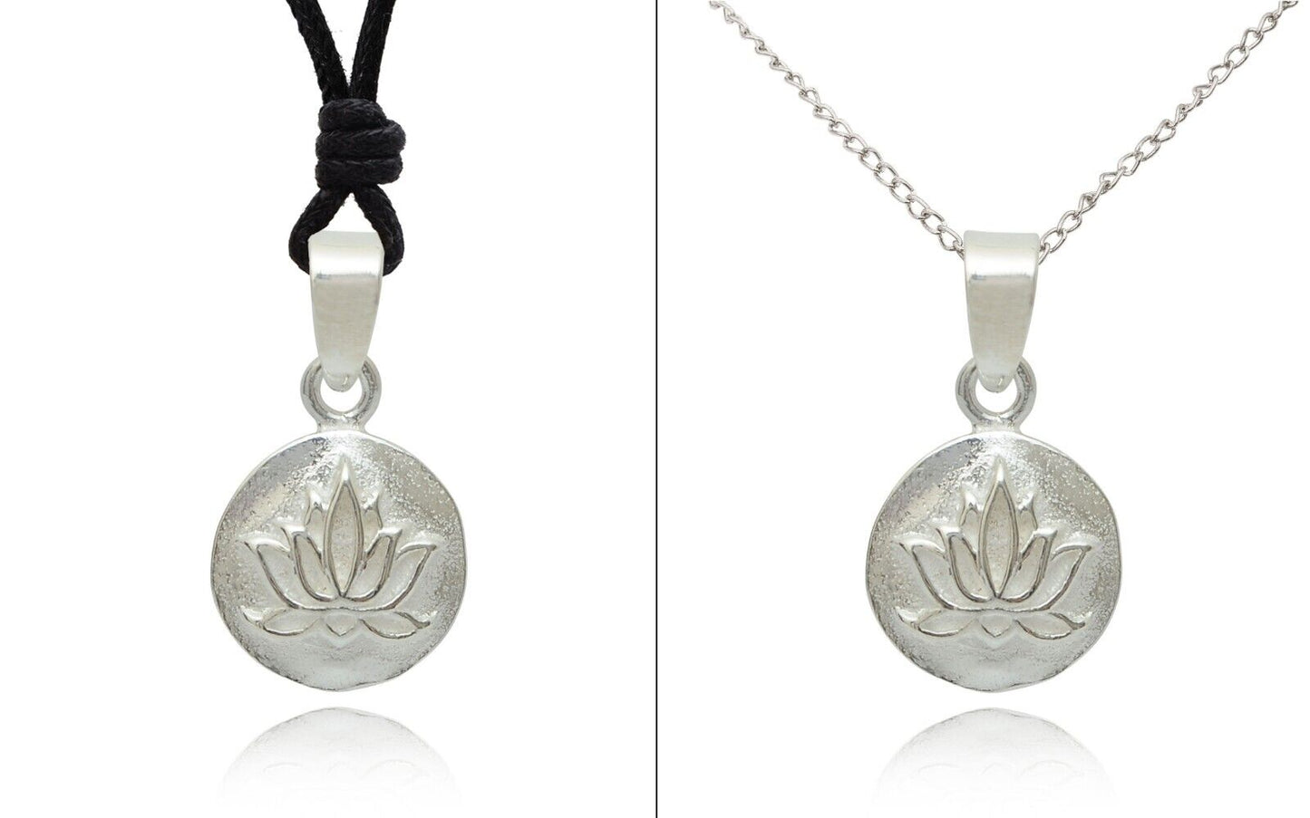 Lotus 92.5 Sterling Silver Pewter Brass Round Charm Necklace Pendant Jewelry