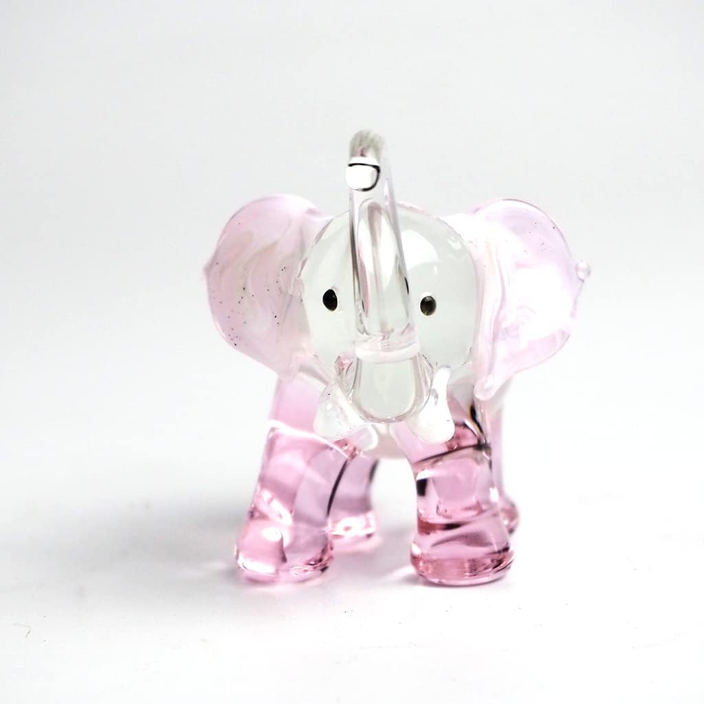 Lucky Elephant Figurines Brown Hand Blown Art Glass Collectible Animal Ornament Gift Decor