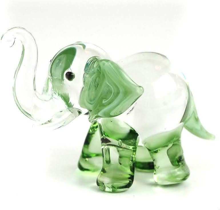 Lucky Elephant Figurines Brown Hand Blown Art Glass Collectible Animal Ornament Gift Decor