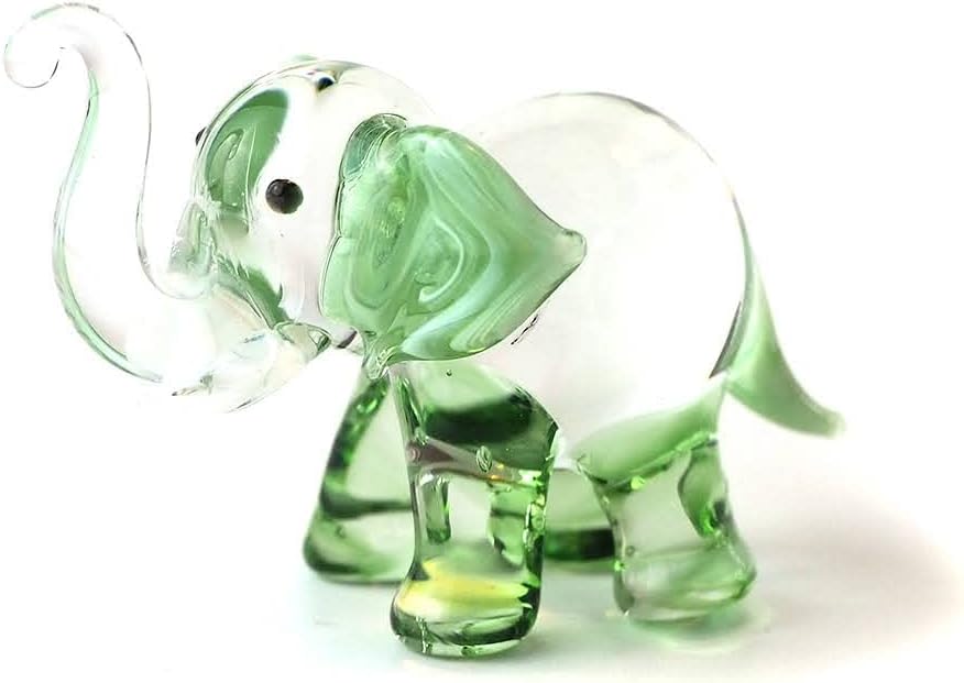 Lucky Elephant Figurines Brown Hand Blown Art Glass Collectible Animal Ornament Gift Decor