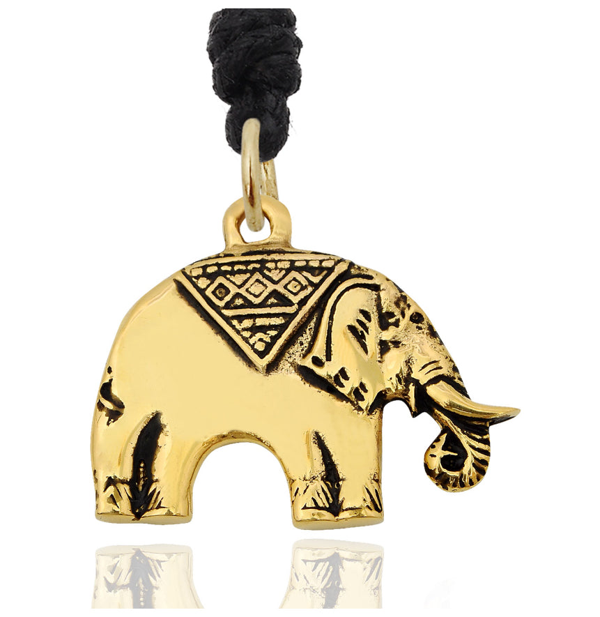 Vintage Elephant Handmade Gold Brass Charm Necklace Pendant Jewelry