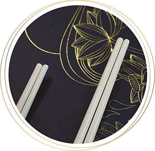 Minh Long Set 2 Pairs Porcelain Ceramic Chopsticks Paper Box