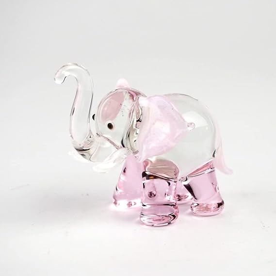 Lucky Elephant Figurines Brown Hand Blown Art Glass Collectible Animal Ornament Gift Decor