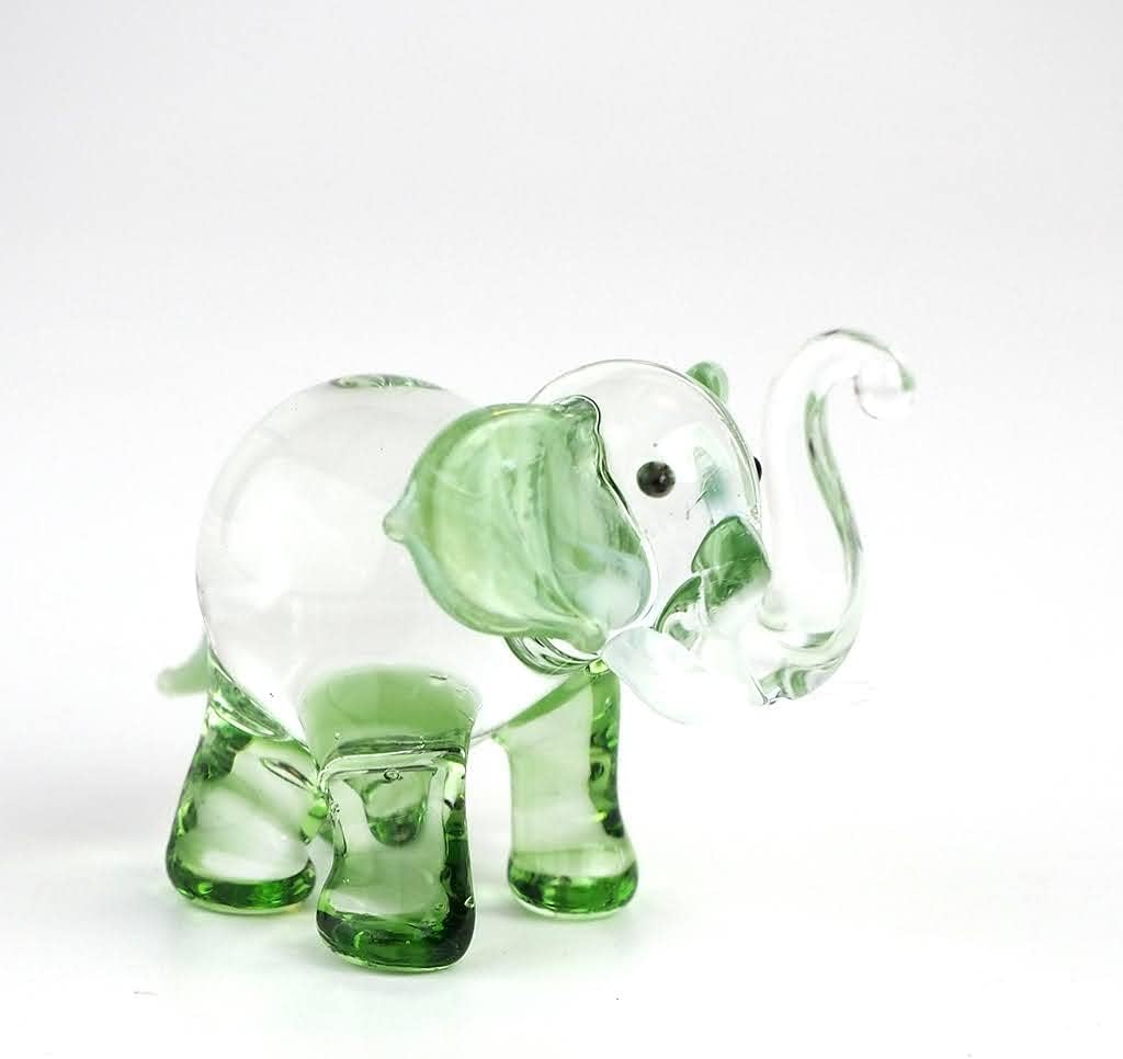 Lucky Elephant Figurines Brown Hand Blown Art Glass Collectible Animal Ornament Gift Decor