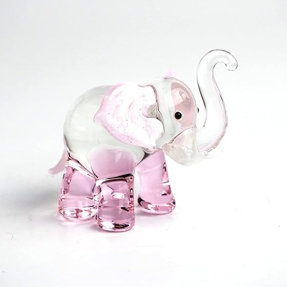 Lucky Elephant Figurines Brown Hand Blown Art Glass Collectible Animal Ornament Gift Decor