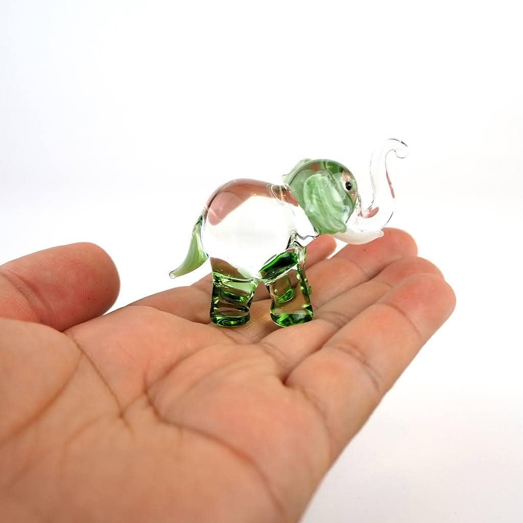 Lucky Elephant Figurines Brown Hand Blown Art Glass Collectible Animal Ornament Gift Decor