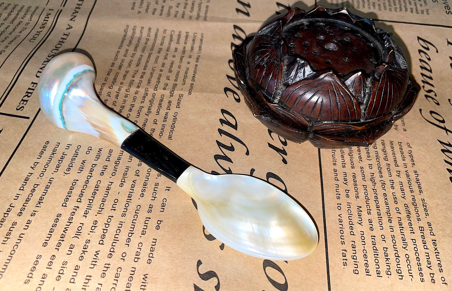 Large Mother of Pearl Shell Spoons Silverware Vietnam Organic Buffalo Horn