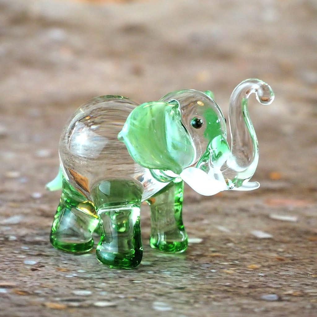 Lucky Elephant Figurines Brown Hand Blown Art Glass Collectible Animal Ornament Gift Decor