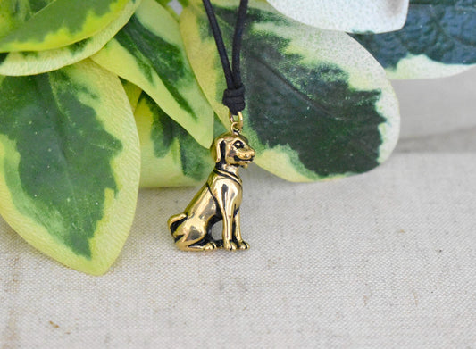 Cute Dog Gold Brass Charm Necklace Pendant Jewelry