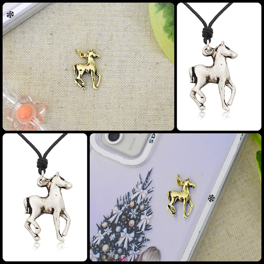 Lovely Horse Handmade Silver Pewter Gold Brass Necklace Pendant Jewelry