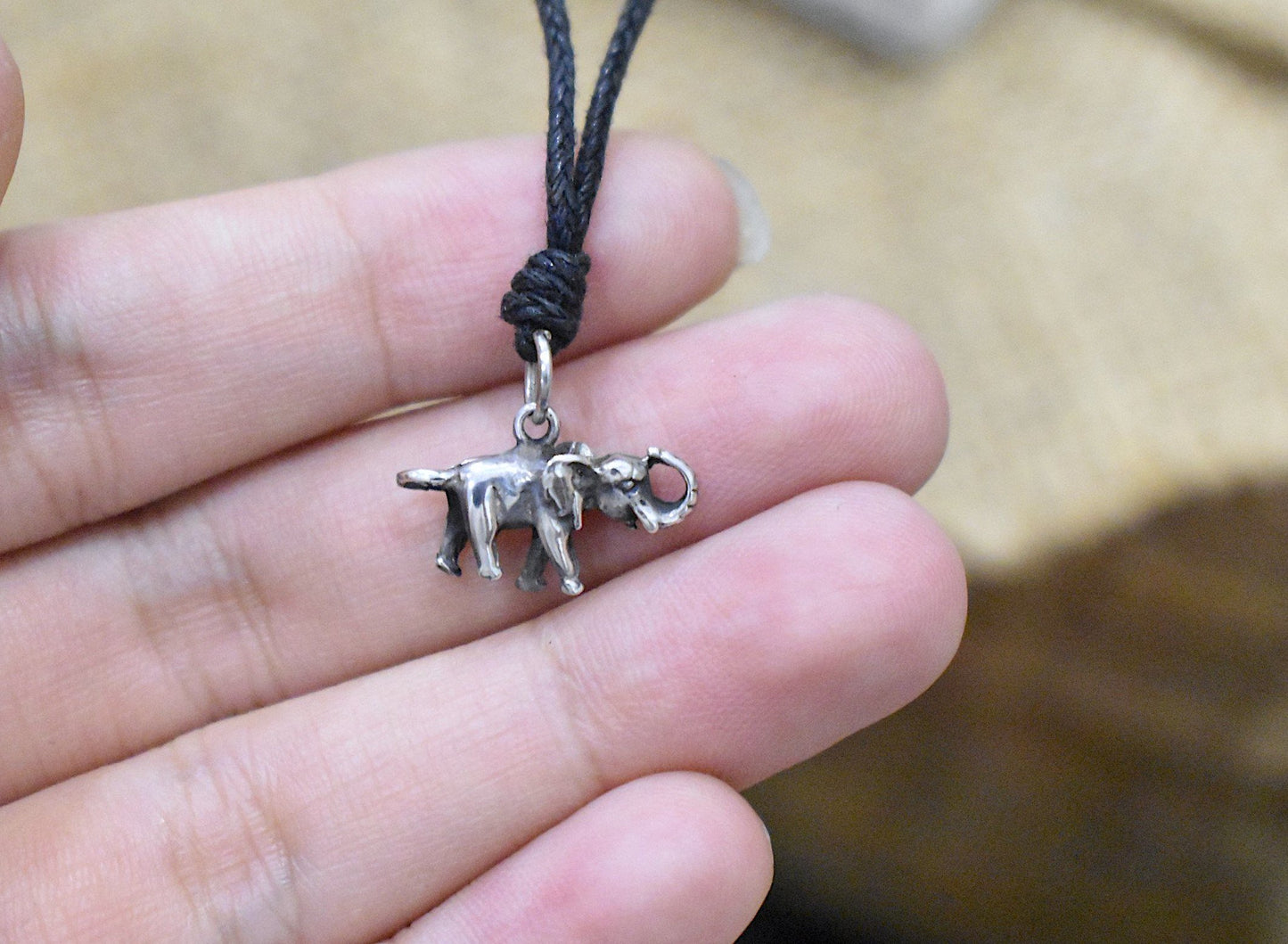 Walking Elephant 92.5 Sterling Silver Gold Brass  Necklace Pendant Jewelry