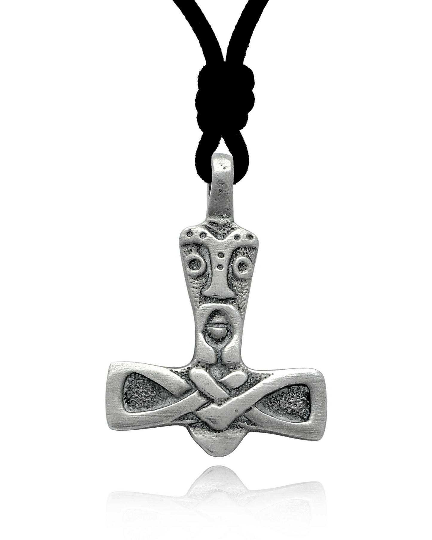 Tiki Man Hammer Silver Pewter Charm Necklace Pendant Jewelry