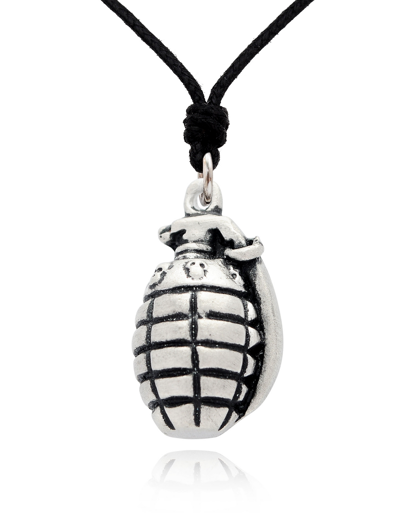 Grenade Silver Pewter Charm Necklace Pendant Jewelry