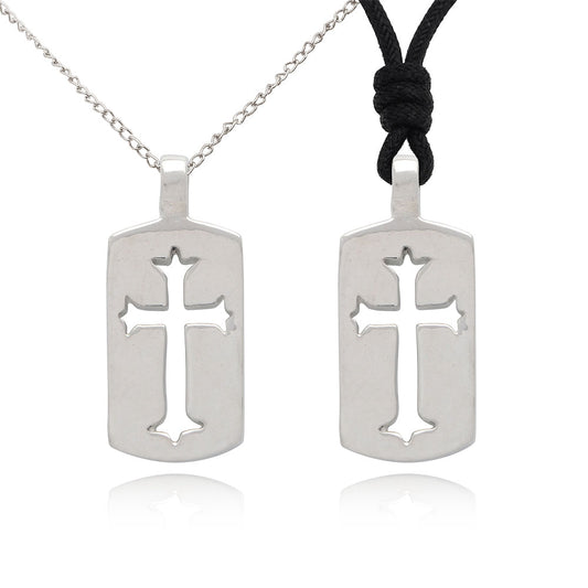 Handmade Cross Silver Pewter Charm Necklace Pendant Jewelry