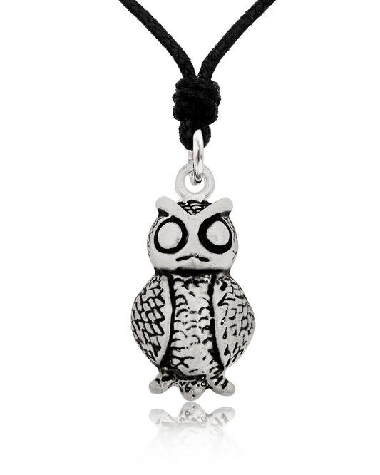 Unique Owl Bird Handmade 92.5 Sterling Silver Brass Pewter Necklace Pendant Jewelry