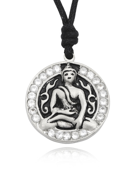 Thai Buddha Amulet Silver Pewter Charm Necklace Pendant Jewelry