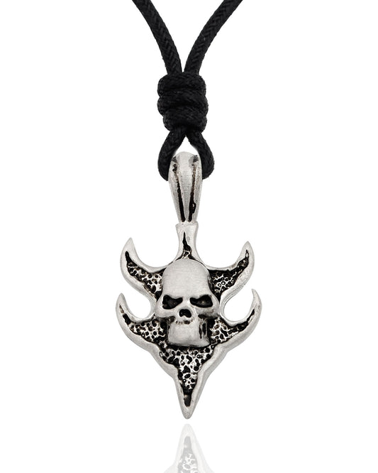 Handmade Skeleton Skull Silver Pewter Charm Necklace Pendant Jewelry