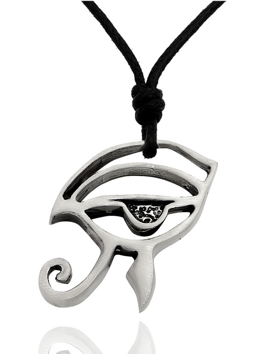 Egyptian Eye of Horus Silver Pewter Charm Necklace Pendant Jewelry