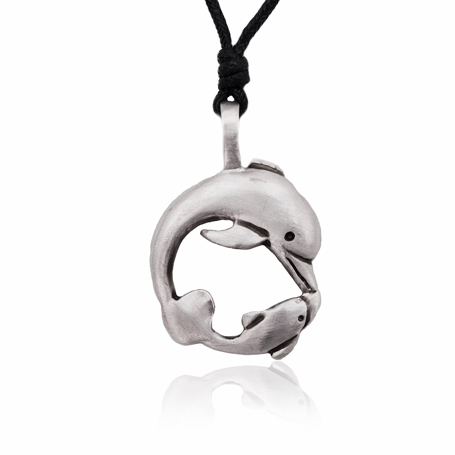 New Love Dolphin Yin Yang Gold Brass Pewter Charm Necklace Pendant Jewelry