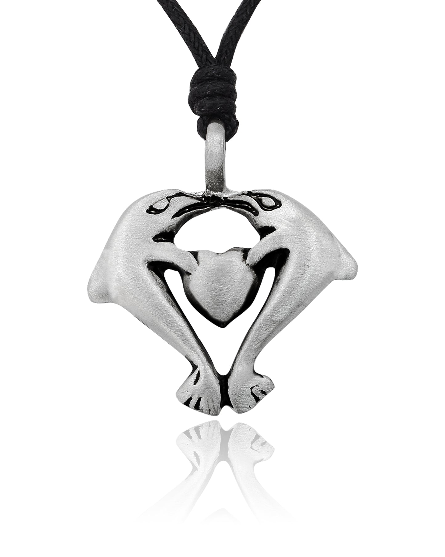 New Love Heart Dolphin Abstract Brass Pewter Charm Necklace Pendant Jewelry