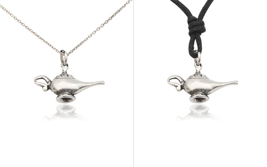 Genie Lamp Bottle Silver Pewter Gold Brass Charm Necklace Pendant Jewelry