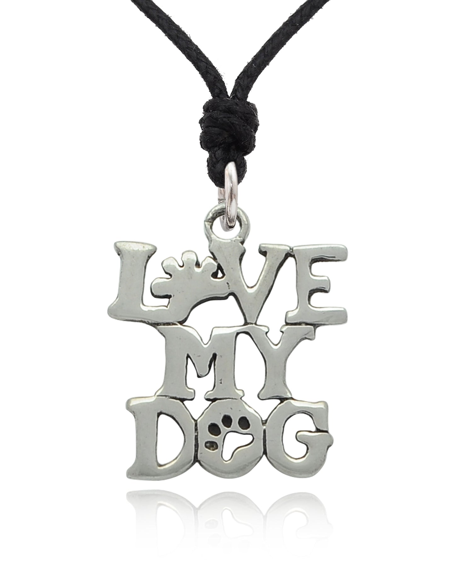 Slogan Love Me Love My Dog Silver Pewter Charm Necklace Pendant Jewelry