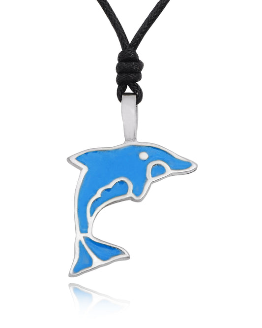 New Dolphin Love Silver Pewter Charm Necklace Pendant Jewelry