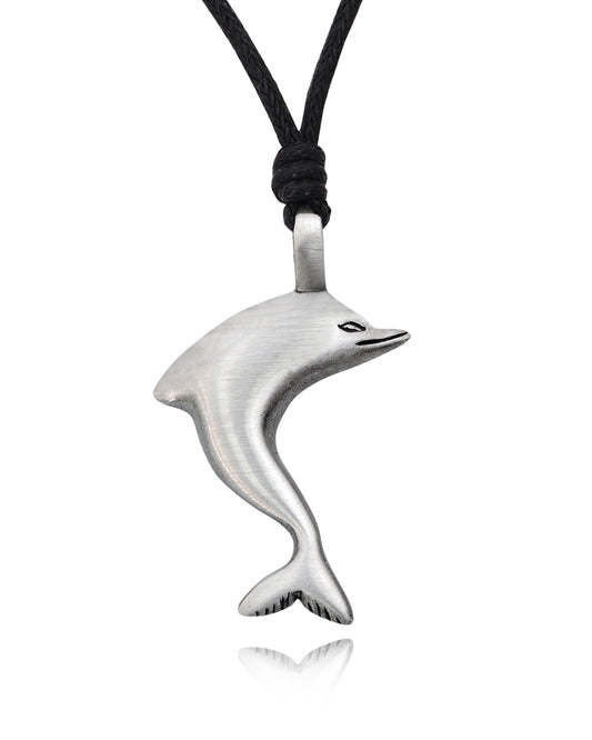 Stylist Dolphin Silver Pewter Charm Necklace Pendant Jewelry