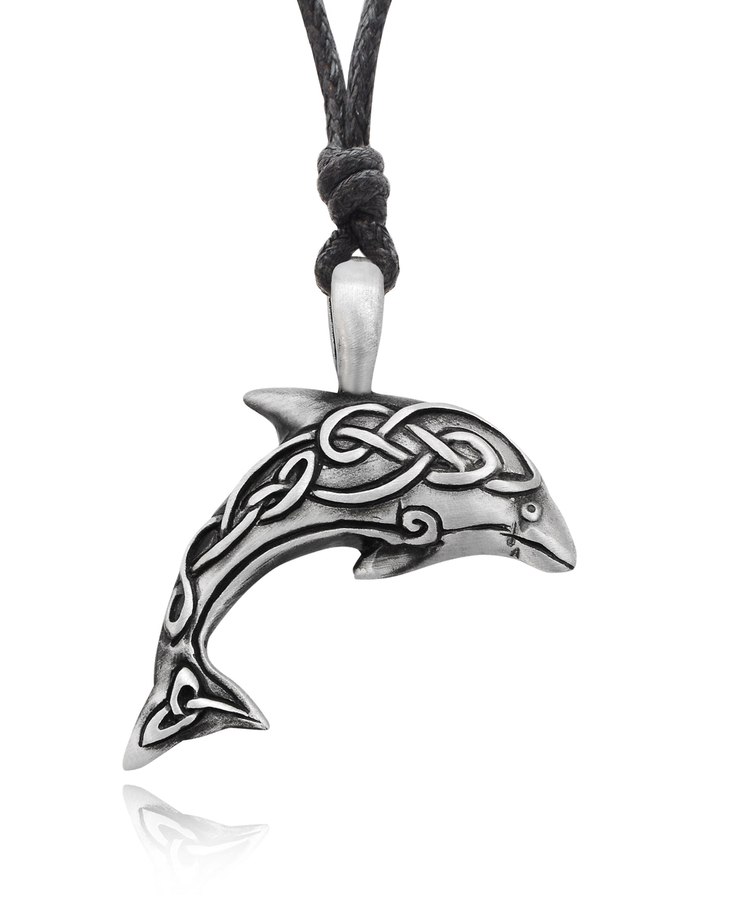 New Celtic Tatoo Dolphin Silver Pewter Charm Necklace Pendant Jewelry