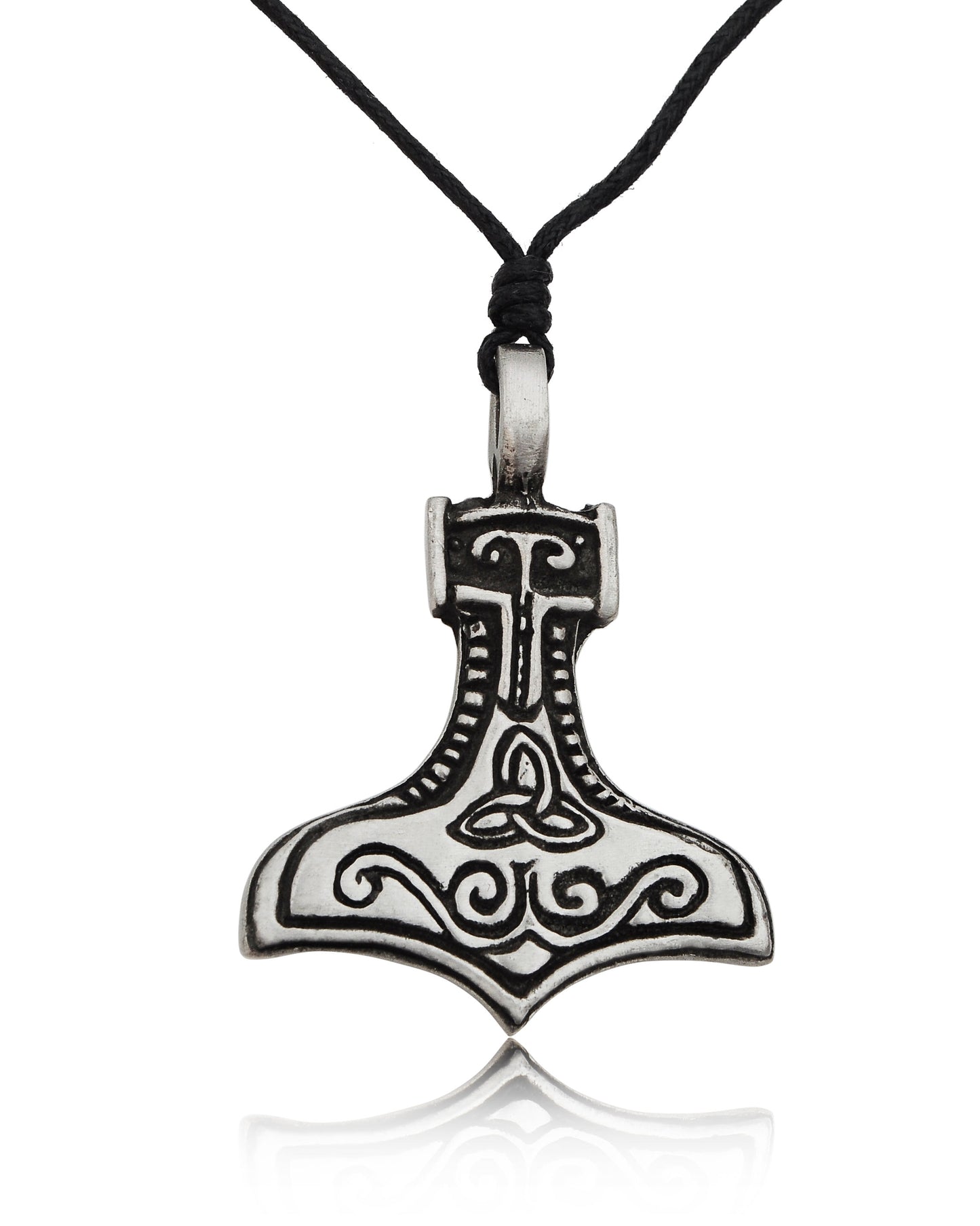 The Thor's Hammer Silver Pewter Charm Necklace Pendant Jewelry