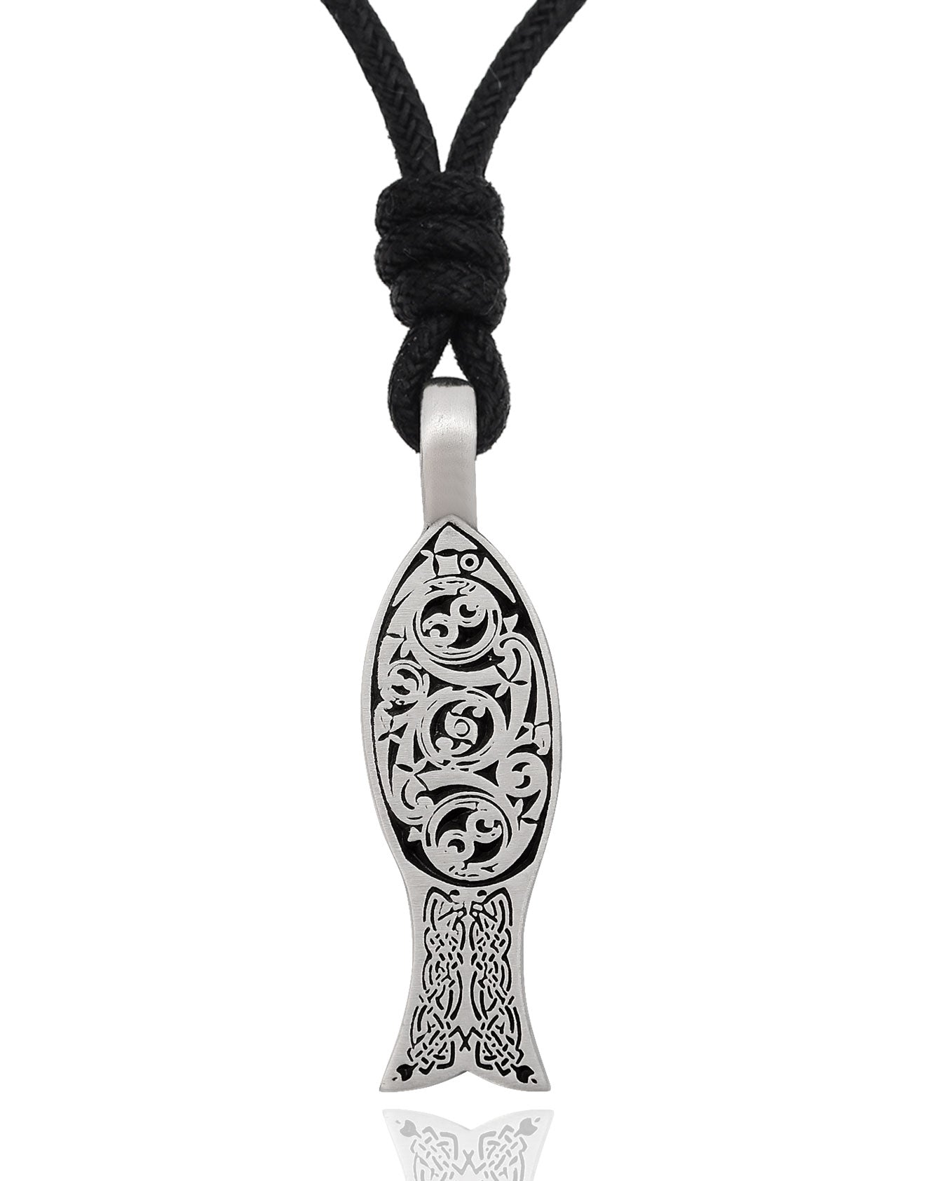 Stylish Celtic Fish Silver Pewter Charm Necklace Pendant Jewelry