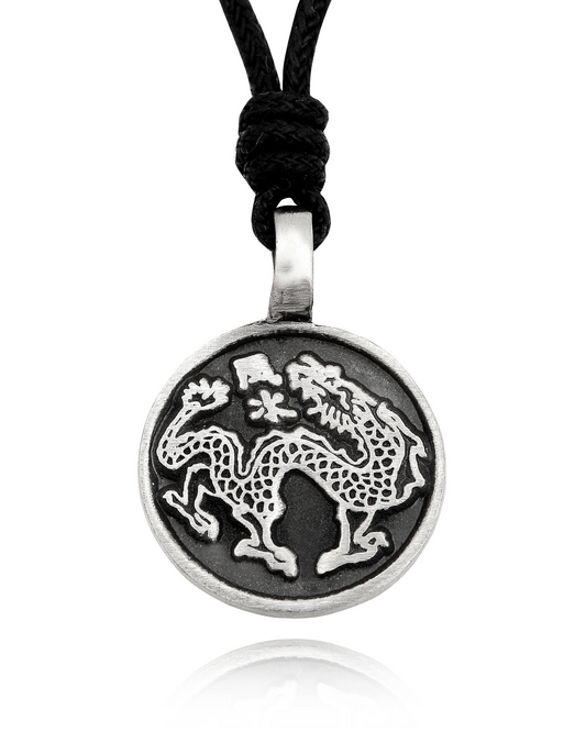 Dragon Knight Shield Silver Pewter Charm Necklace Pendant Jewelry