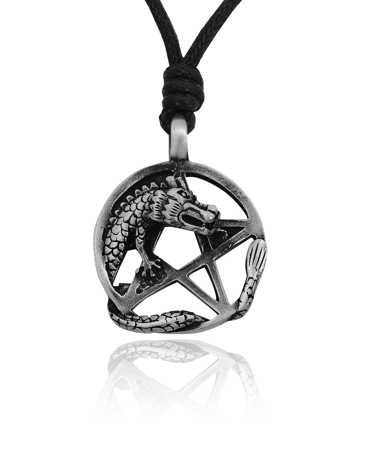 Lovely Dragon Pentagram Handmade Brass Charm Necklace Pendant Jewelry