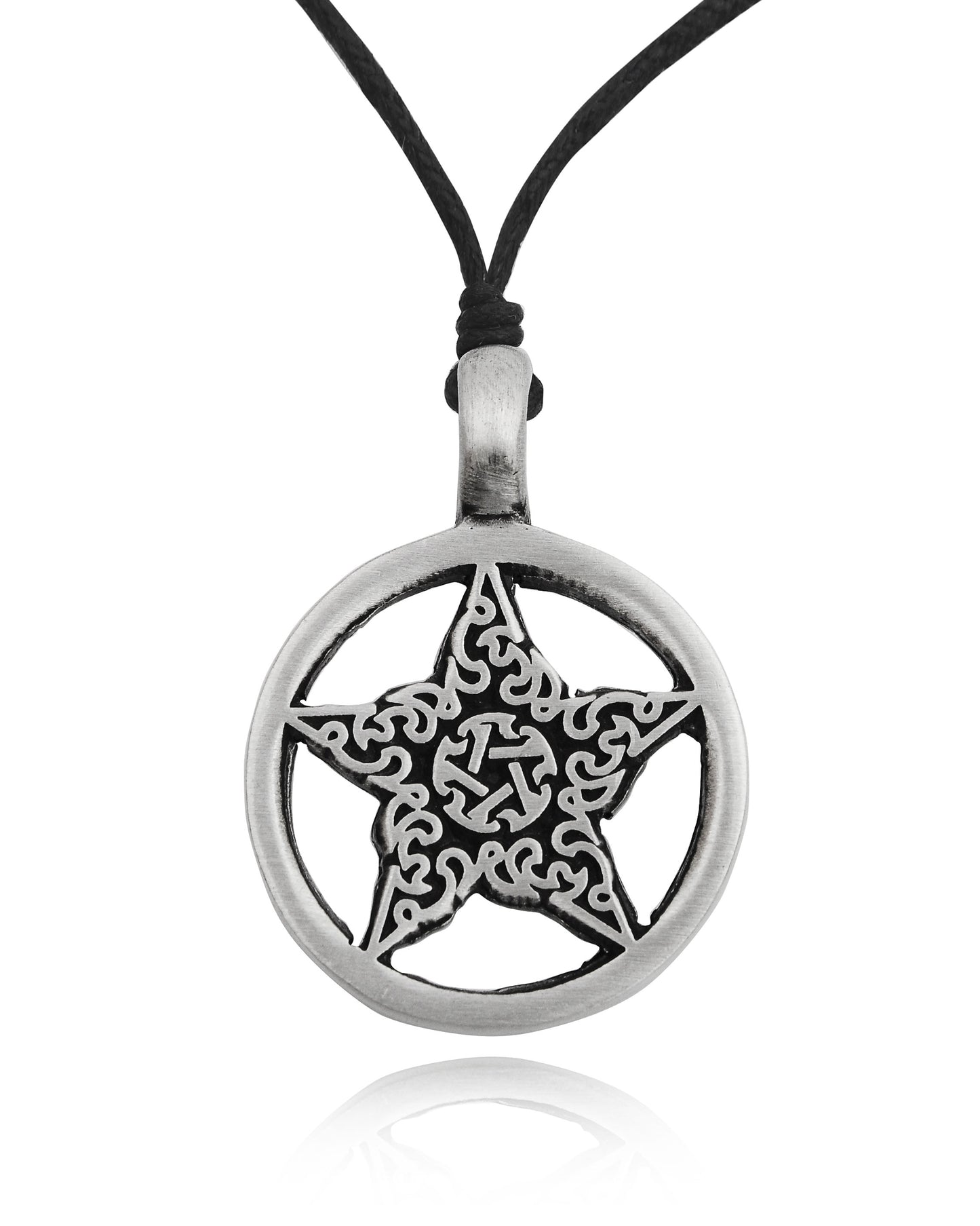 Handmade Celtic Pentagram Silver Pewter Charm Necklace Pendant Jewelry