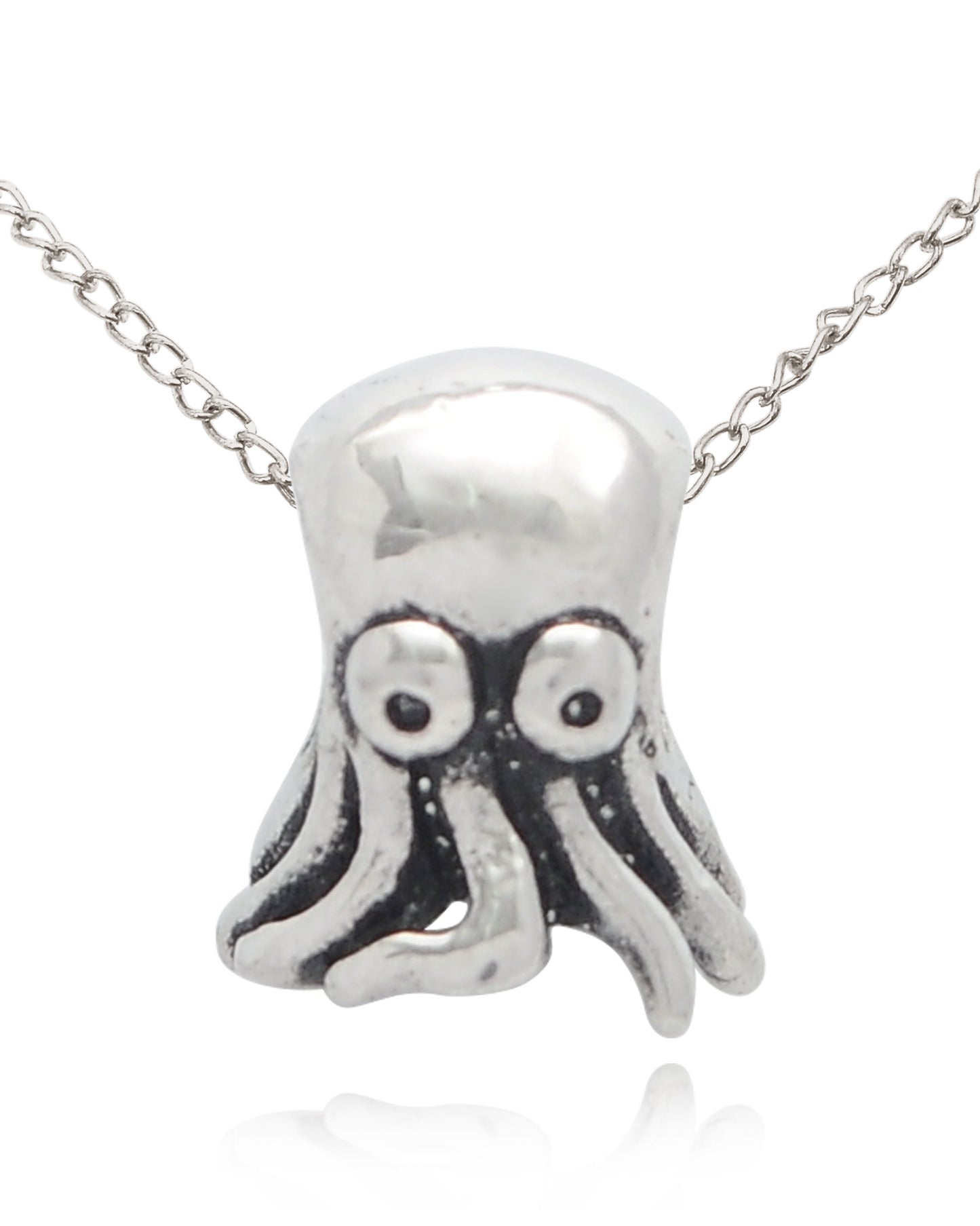 Cute Octopus 92.5 Sterling Silver Pewter Brass Charm Necklace Pendant Jewelry