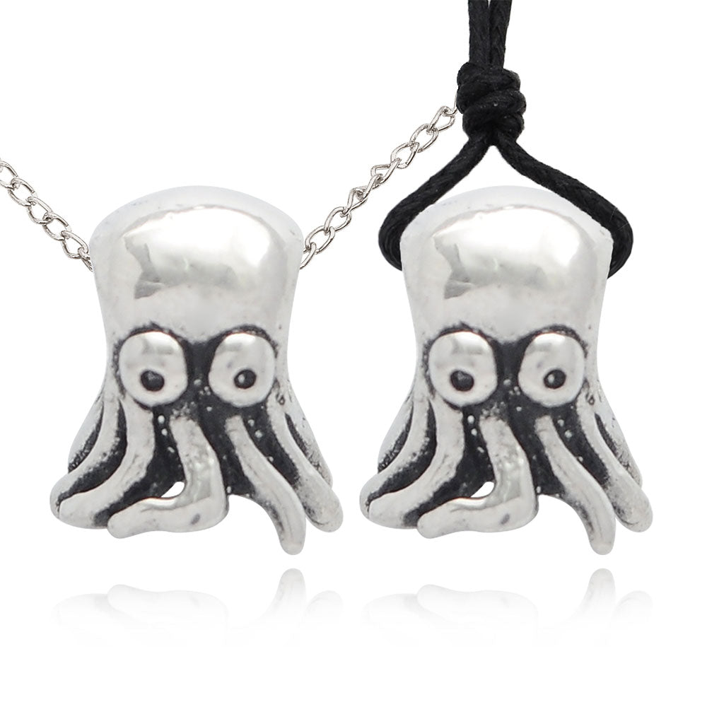 Cute Octopus 92.5 Sterling Silver Pewter Brass Charm Necklace Pendant Jewelry