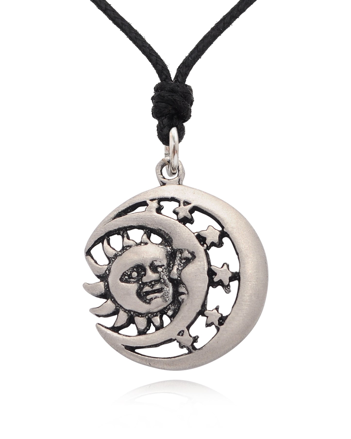 Sun Moon Ying Yang 92.5 Sterling Silver Pewter Brass Charm Necklace Pendant Jewelry