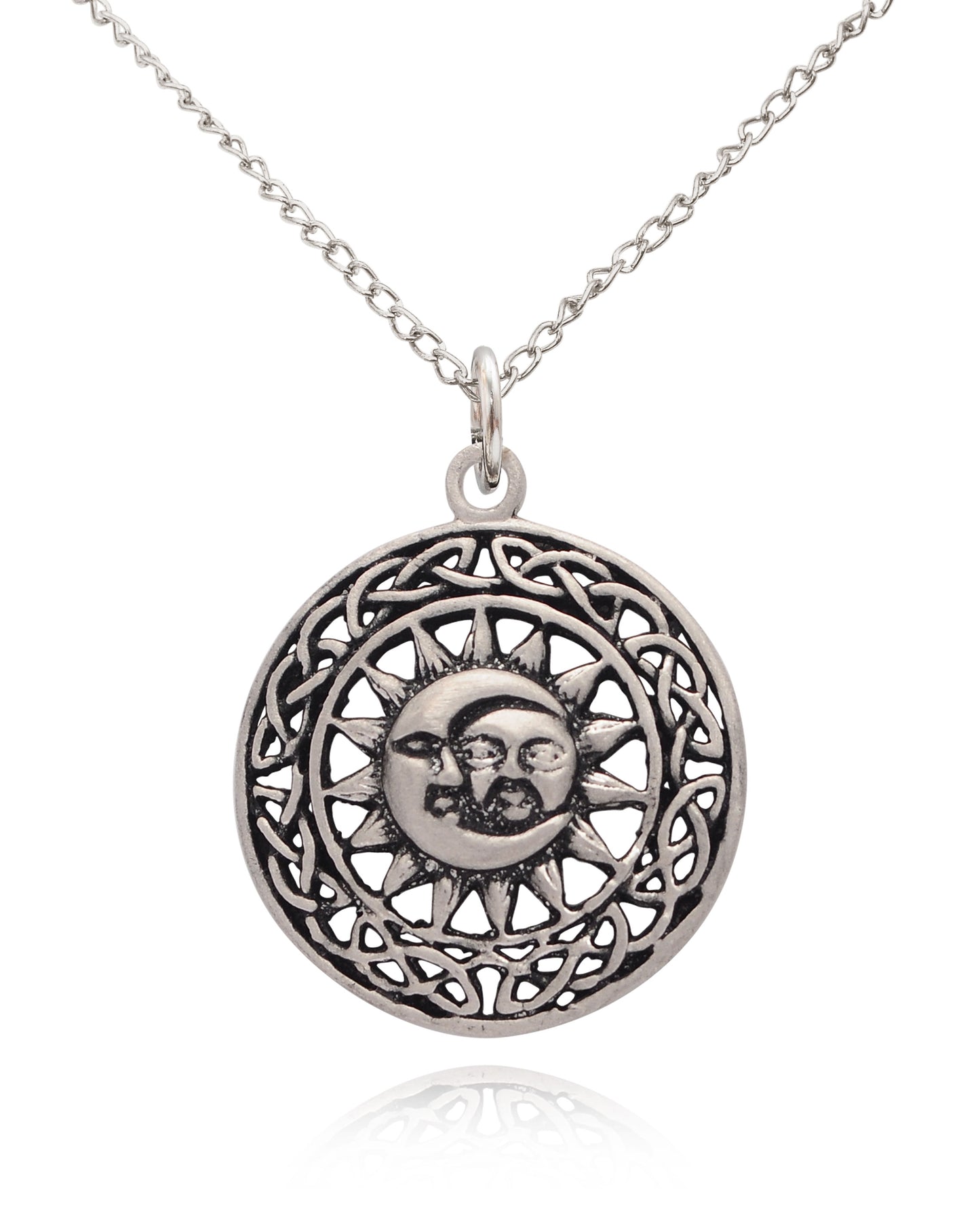 Sun & Moon Ying Yang 92.5 Sterling Silver Pewter Brass Charm Necklace Pendant Jewelry