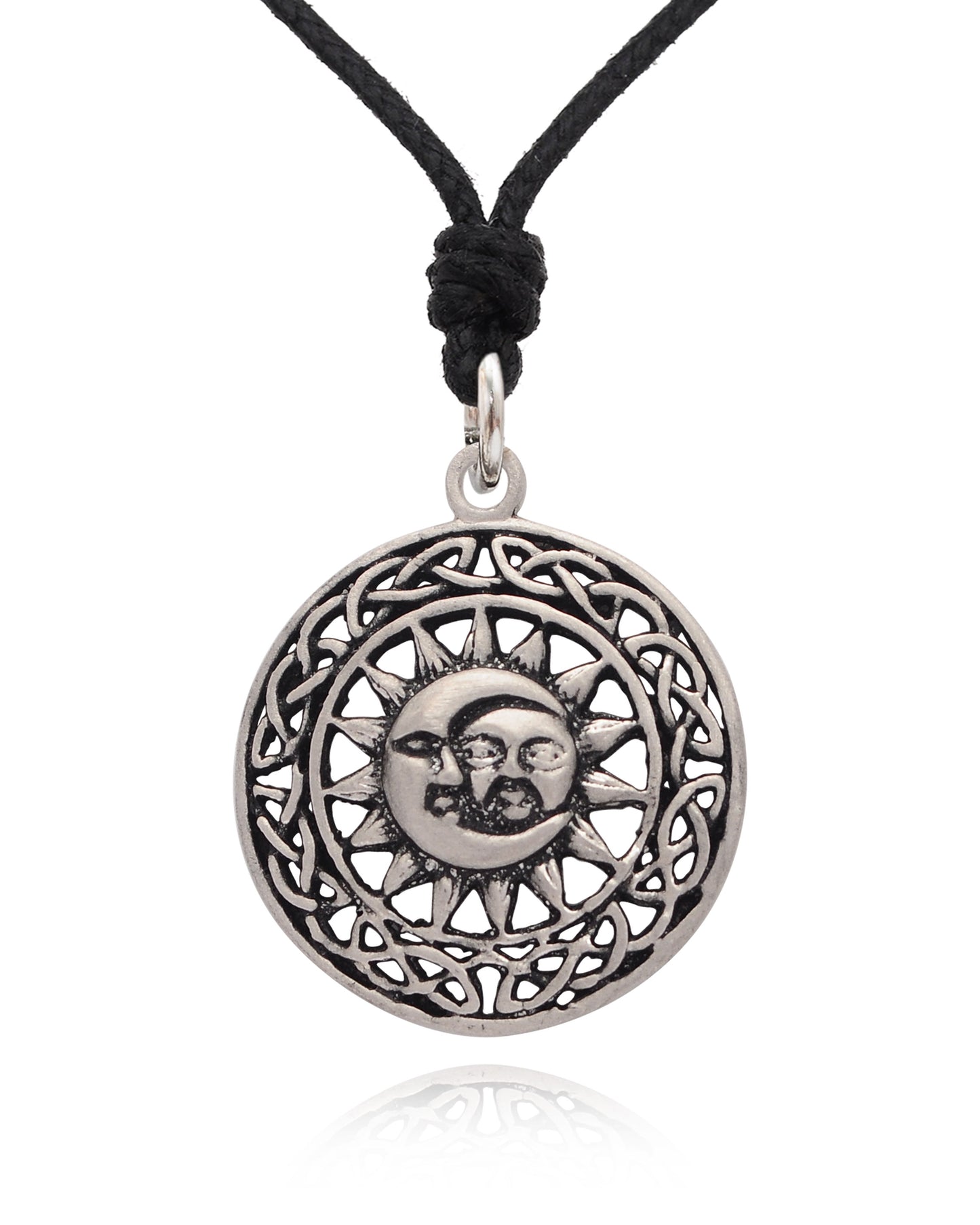 Sun & Moon Ying Yang 92.5 Sterling Silver Pewter Brass Charm Necklace Pendant Jewelry