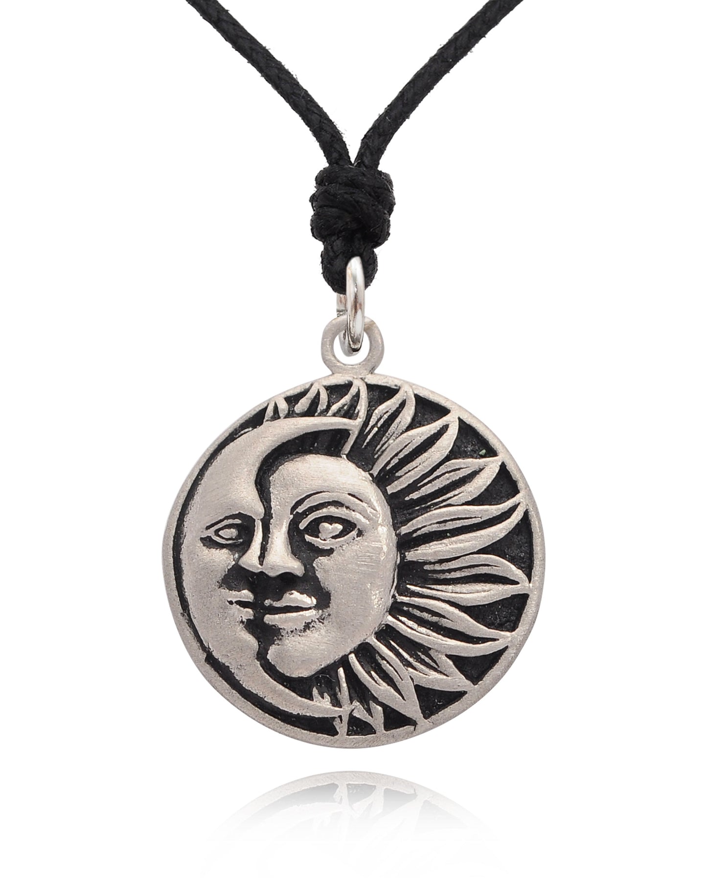 Sun Moon Ying Yang 92.5 Sterling Silver Pewter Brass Charm Necklace Pendant Jewelry