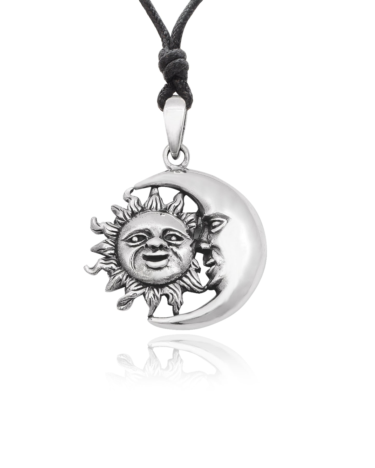 Sun & Moon Ying Yang 92.5 Sterling Silver Pewter Brass Charm Necklace Pendant Jewelry