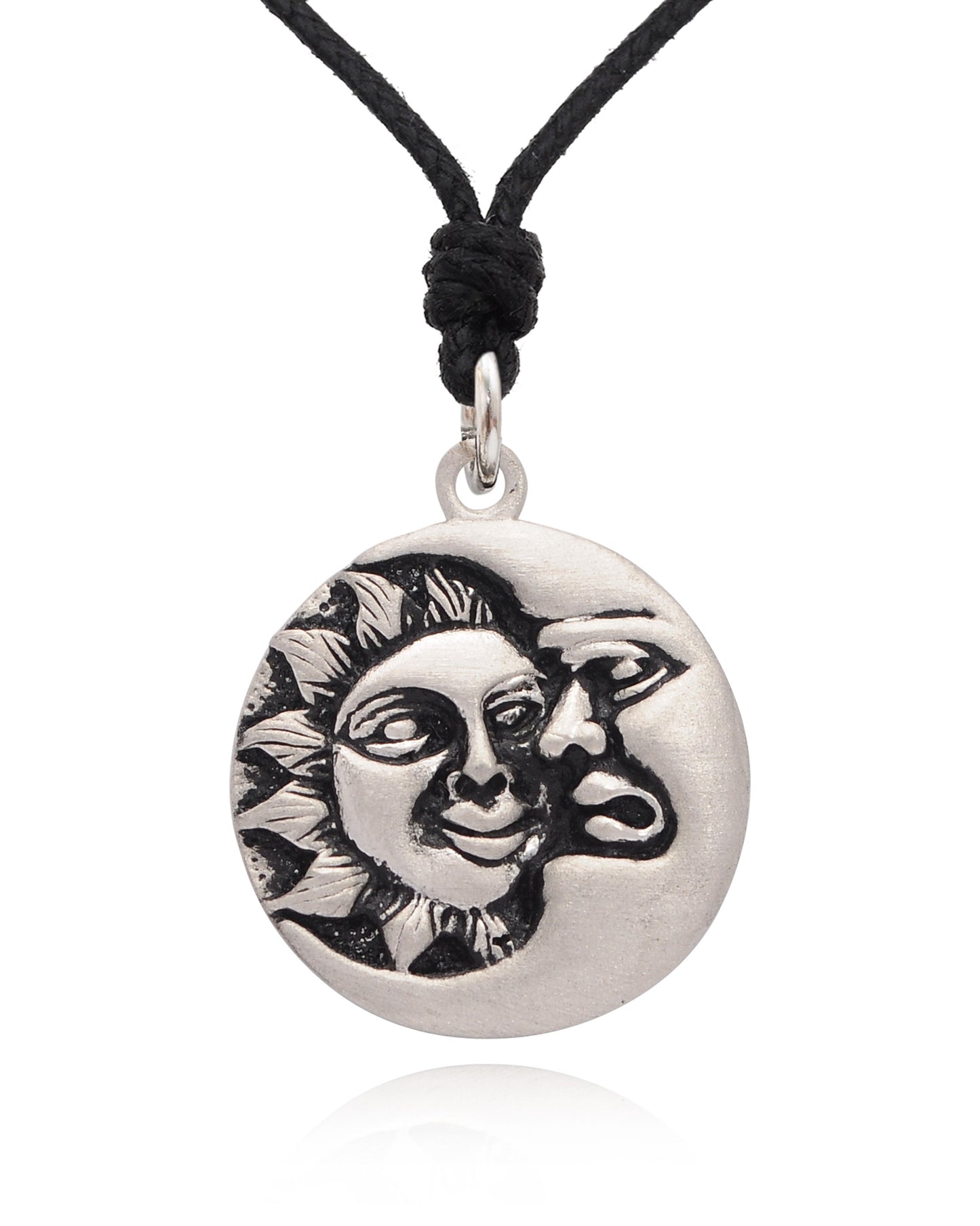 Sun Moon Ying Yang 92.5 Sterling Silver Pewter Brass Charm Necklace Pendant Jewelry