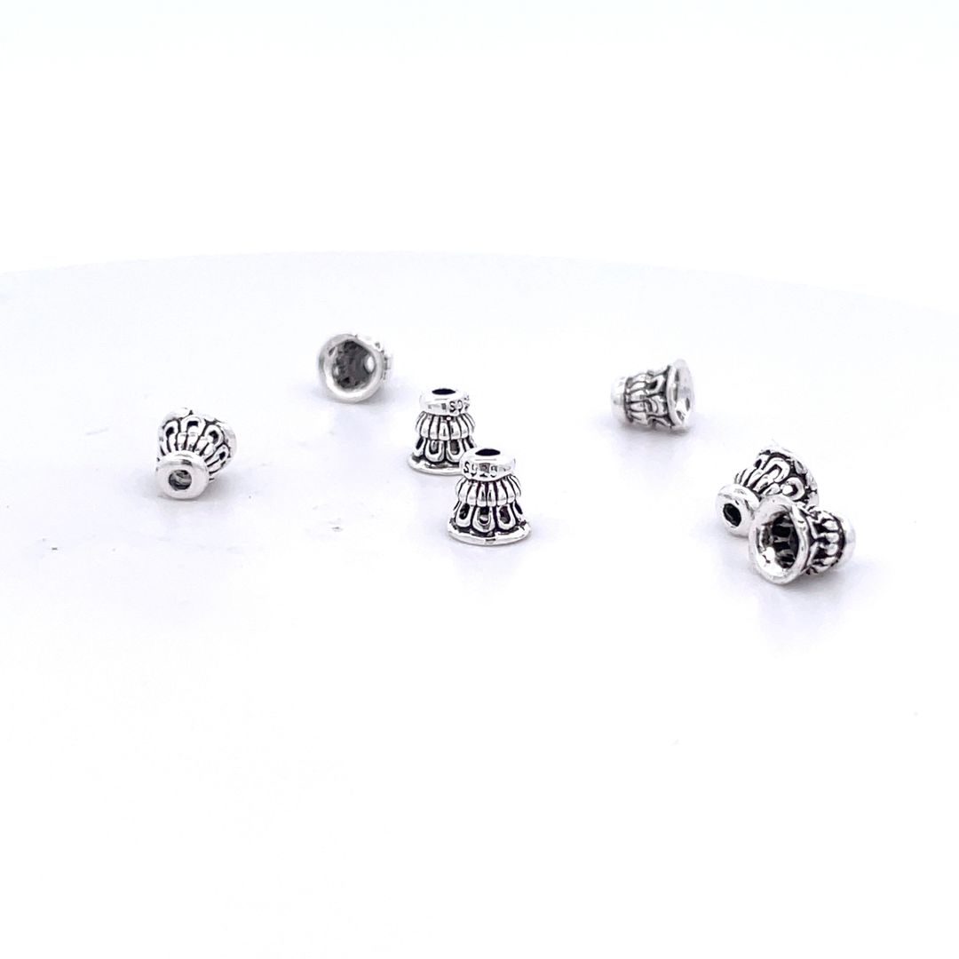 Set of 3 925 Sterling Silver Small Beads For Bracelet Necklace