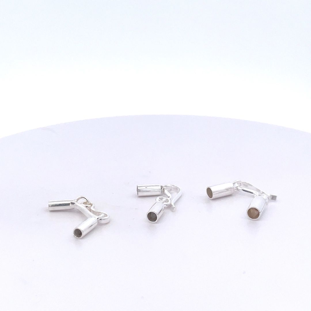 Silver Barrel Beads Leather Cord End Caps For Jewelry Making With Hook Jewelry Making Connector