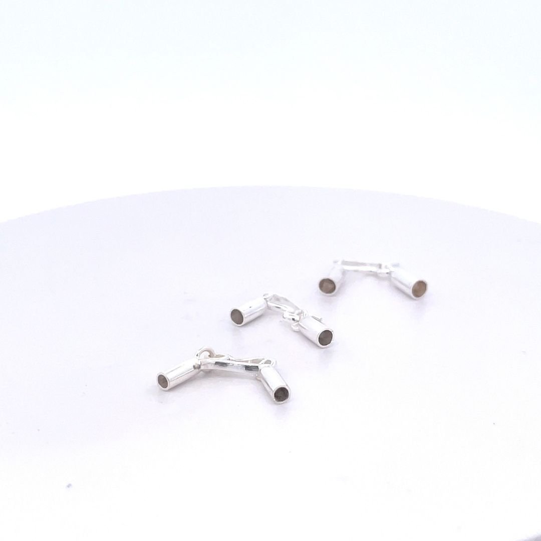 Silver Barrel Beads Leather Cord End Caps For Jewelry Making With Hook Jewelry Making Connector