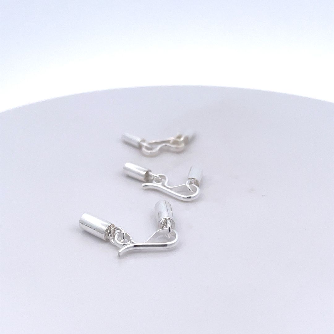 Silver Barrel Beads Leather Cord End Caps For Jewelry Making With Hook Jewelry Making Connector