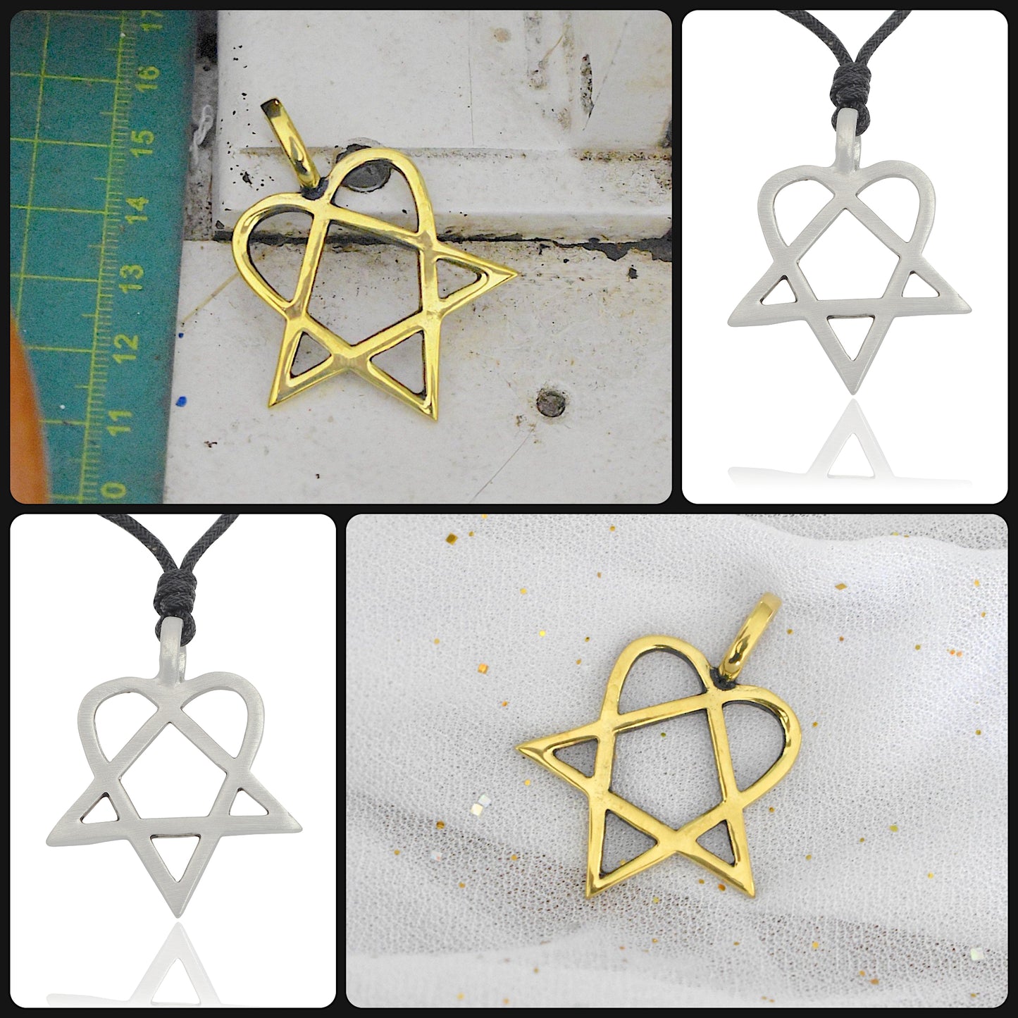 HIM Heartagram Silver Pewter Gold Brass Necklace Pendant Jewelry