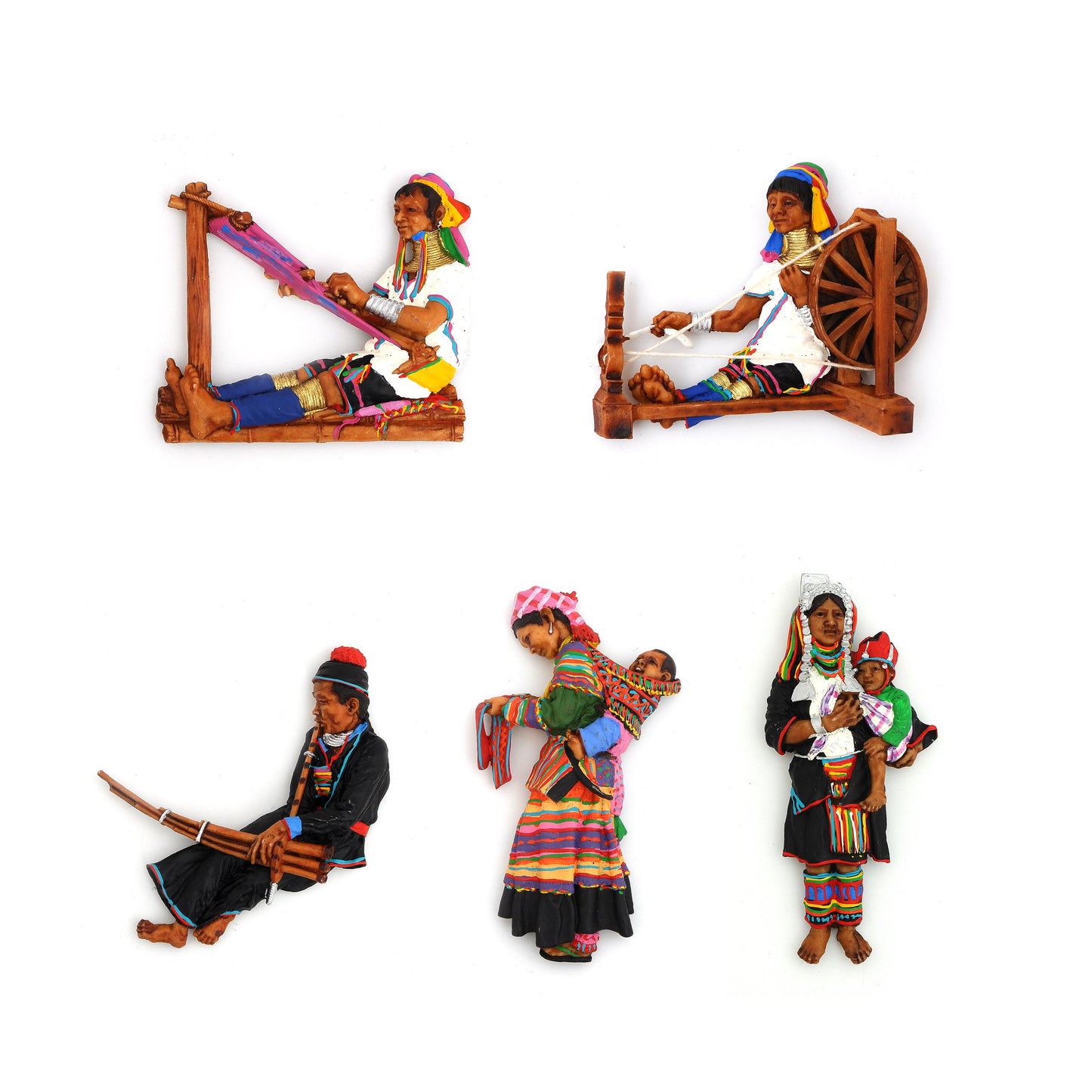 [𝐌𝐞𝐚𝐧𝐢𝐧𝐠𝐟𝐮𝐥 𝐠𝐢𝐟𝐭𝐬] Myanmar Refrigerator Magnets Shaped Like Traditional Ethnic Activities